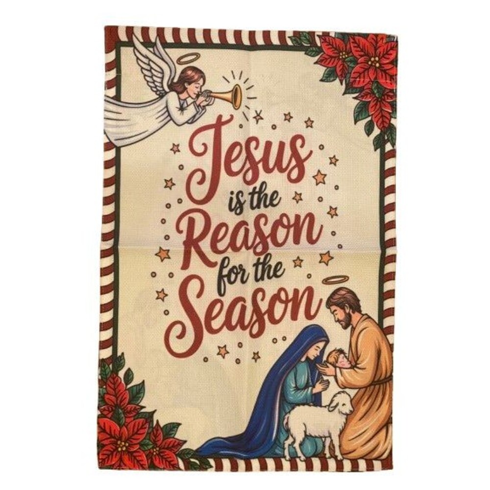 Garden Flag 12x18in Burlap Double-sided Jesus is the Reason for the Season